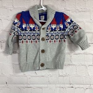 GAP Kids Gray Sweater with Blue and Red Pattern